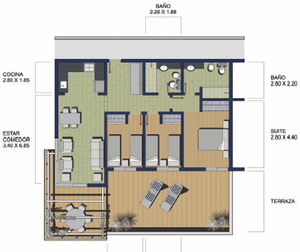 3 DORMITORIOS 2 BA�OS